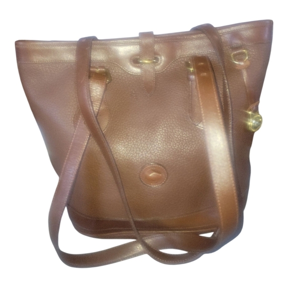 Dooney & Bourke Vintage 90's Brown Bucket Pebbled Leather Tote Bag Made In USA - Picture 9 of 11
